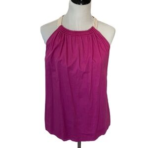 J Crew Bright Pink Halter with Rope Tie. Sz L